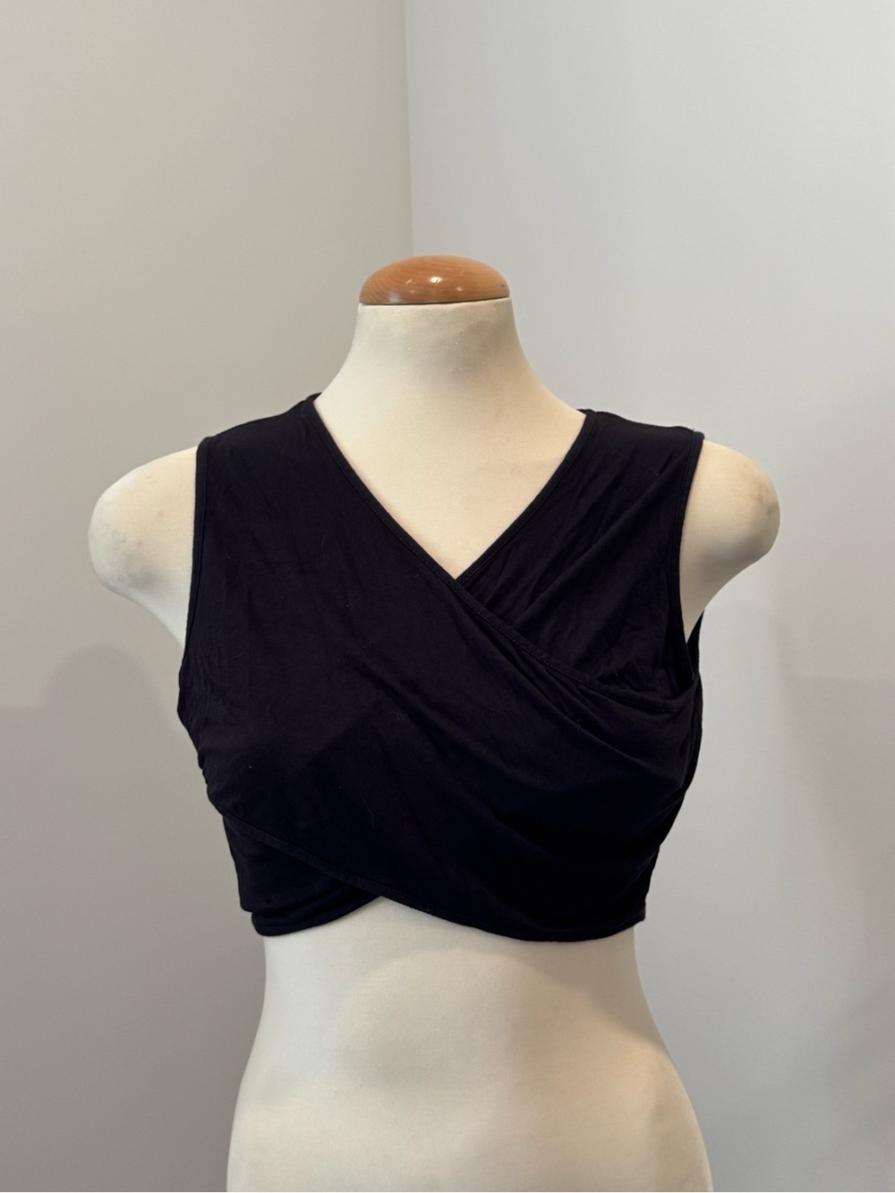 BCBGMaxAzria Black Sleeveless Wrap Crop Top